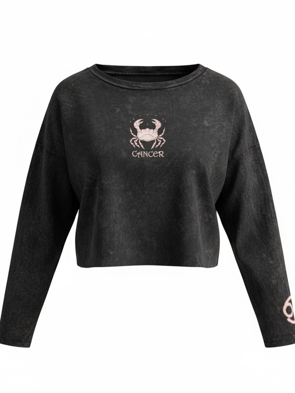 Vintage Canvas - Women's Black Cropped Long sleeve tee - Cancer Zodiac